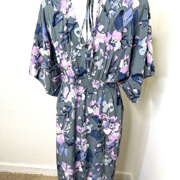 Jessica Simpson Floral Pink Green Maternity Wrap Maxi Dress Size Medium NWT - Picture 6 of 16